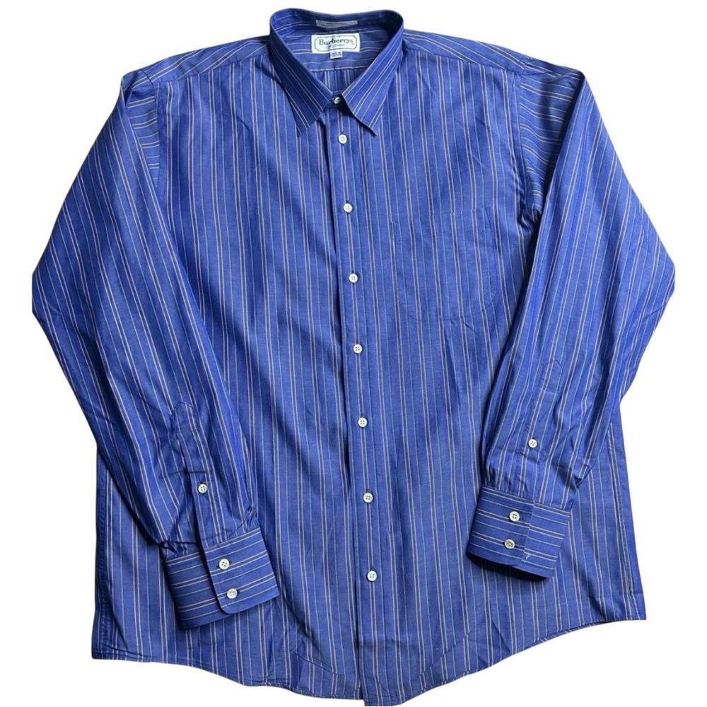 Vintage Burberrys of London Men’s 16.5 Blue Striped‎ Dress Shirt 100% Cotton